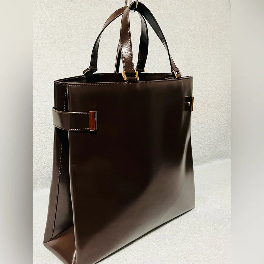 Gucci Tom Ford Leather Chocolate Brown Tote Shoulder Bag - Picture 2 of 15